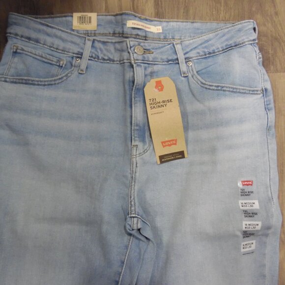 Levi's 721 High-Rise Skinny Lightwash Jeans Ladies Size 16 Med W33 L30 - Picture 2 of 11